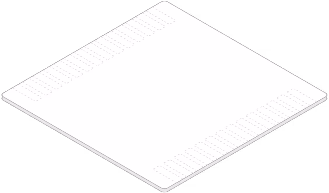 White rectangular cooling pad with ventilation holes on opposite edges.